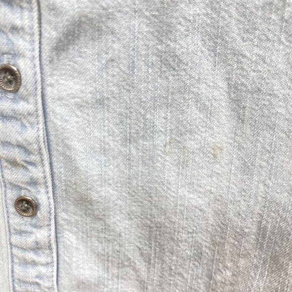 J Jill Blue Light Wash Denim Over-Shirt, Medium, Cotton Chambray Metal Buttons - Picture 10 of 10